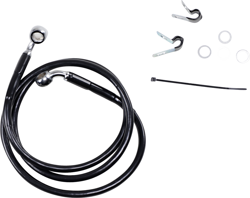 DRAG SPECIALTIES Brake Line - Front - Black - +4" - XL Extended Length Black Vinyl Brake Line Kit - Team Dream Rides