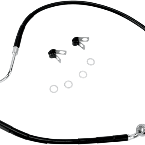 DRAG SPECIALTIES Brake Line - Rear - Black Stainless Steel Brake Line Kit - Team Dream Rides