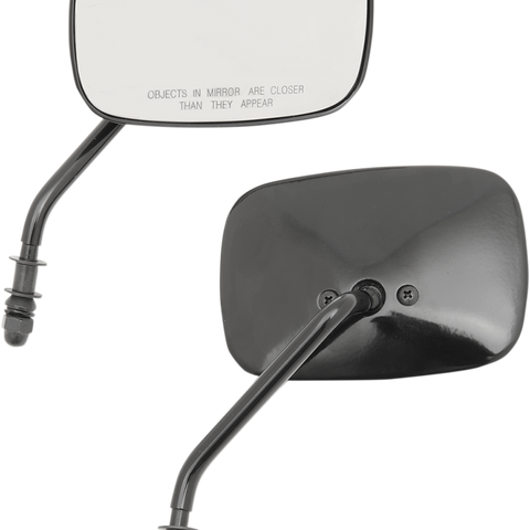 DRAG SPECIALTIES Rectangle Mirrors - Short -Black OEM-Style Rectangular Mirrors - Team Dream Rides