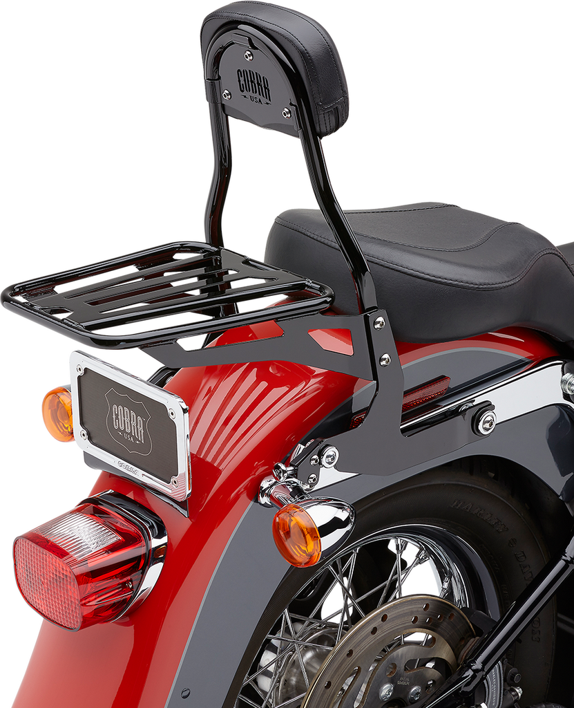 COBRA Backrest Kit - 14" - Black - Softail Detachable Backrest Kit - Team Dream Rides