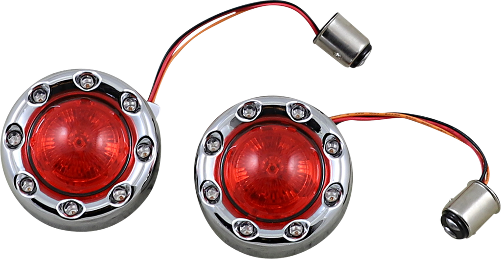 CUSTOM DYNAMICS Bullet Turn Signal 1157 - Chrome - Red Lens ProBEAM® Bullet Ringz™ 1157 Rear Turn Signals - Team Dream Rides