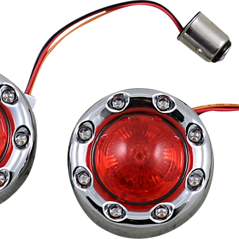 CUSTOM DYNAMICS Bullet Turn Signal 1157 - Chrome - Red Lens ProBEAM® Bullet Ringz™ 1157 Rear Turn Signals - Team Dream Rides