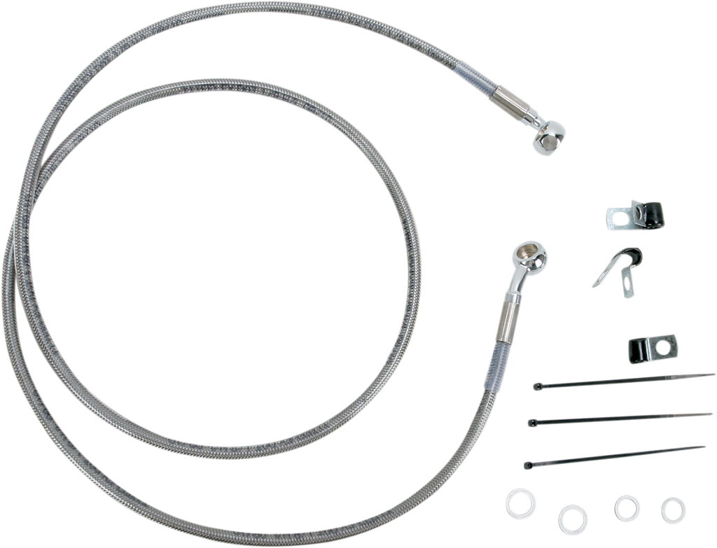 DRAG SPECIALTIES Brake Line - Front - +8" - Stainless Steel Extended Length Stainless Steel Brake Line Kit - Team Dream Rides