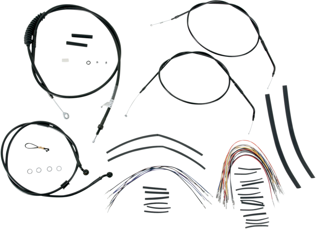 BURLY BRAND Control Kit for 14" Ape Hanger Handlebars Complete Black Vinyl Handlebar Cable/Brake Line Kit for Ape Hanger Handlebars - Team Dream Rides