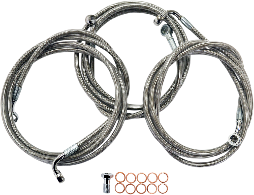 LA CHOPPERS Stainless Steel Brake Lines - Touring ABS Replacement Stainless Steel Braided Brake Line Kit - Team Dream Rides