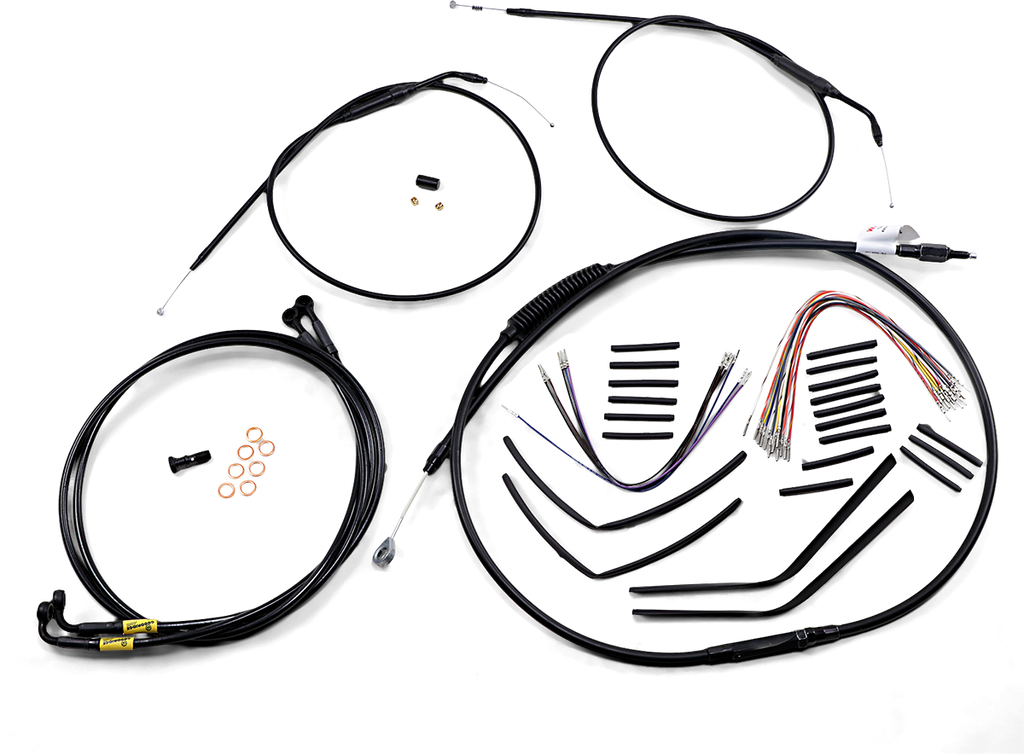 BURLY BRAND Control Kit for 14" Ape Hanger Handlebars w/ ABS Complete Black Vinyl Handlebar Cable/Brake Line Kit for Ape Hanger Handlebars - Team Dream Rides