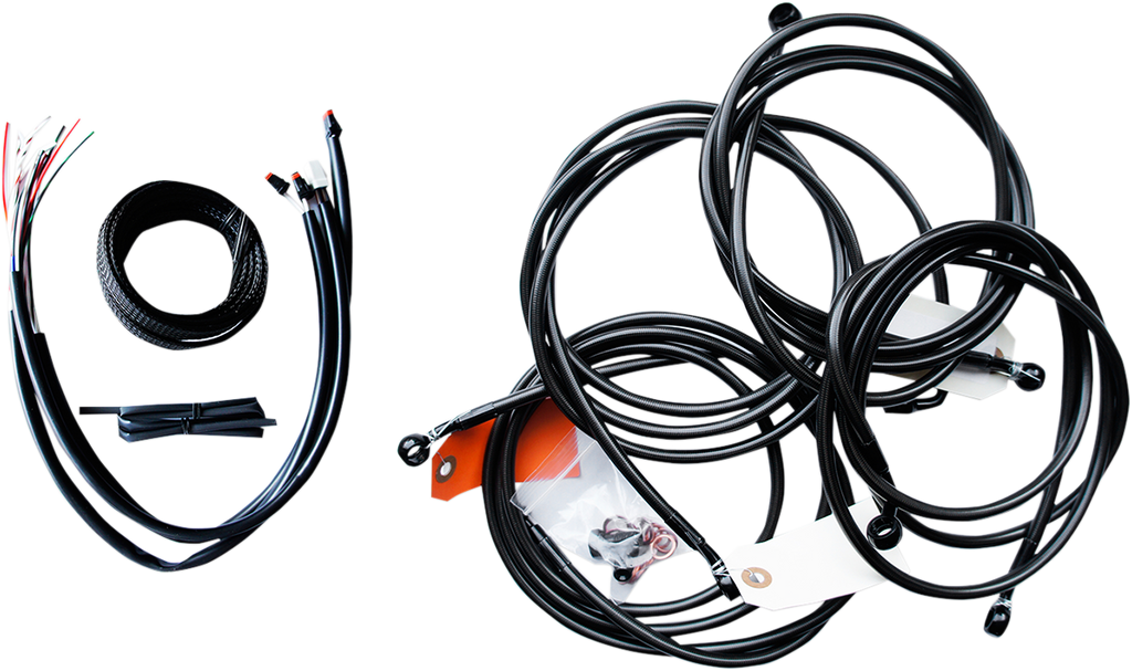 LA CHOPPERS Midnight Cable Kit for 18" - 20" Ape Hanger Handlebars Midnight Braided Handlebar Cable/Brake Line Kit — Ape Hanger - Team Dream Rides