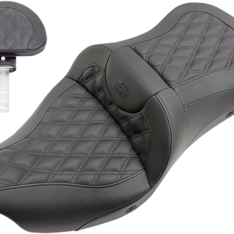 SADDLEMEN Heated Lattice Stitched Road Sofa Seat - With Backrest LS Heated Roadsofa™ Seat - Team Dream Rides