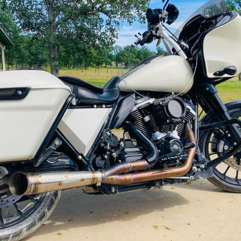 STEALTH 17-22 M8 Bagger Exhaust Cone Style Turn Down - Raw Stainless - Team Dream Rides