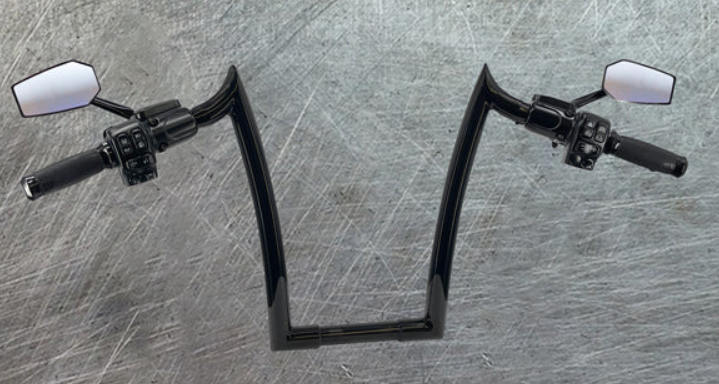 Gloss Black 1 1/4 inch Ape Hangers Meathook 10 Rise Handlebar For
