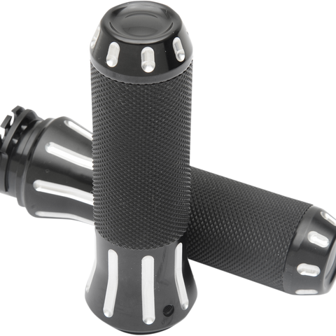 DRAG SPECIALTIES Black Cut Custom Grips Custom Cobra Grips - Team Dream Rides