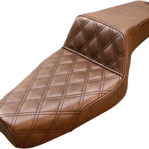 SADDLEMEN Step Up Seat - Lattice Stitched - Brown - XL Step Up Seat — Front Lattice Stitch - Team Dream Rides