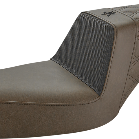 SADDLEMEN Unknown Industries Seat - Front Carbon Fiber/Black Gripper Lumbar/Rear Lattice Stitch - Dyna UN96-04-173BR - Team Dream Rides