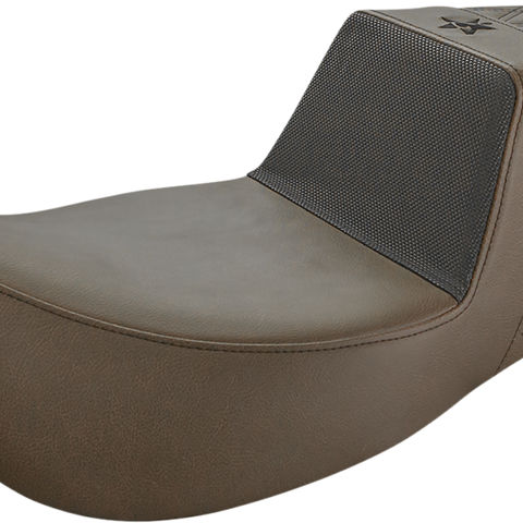 SADDLEMEN Unknown Industries Extended Reach Seat - Carbon Fiber/Gripper/Lattice Stitch - Brown - FL '08-'23 UN08-07-173BREX - Team Dream Rides