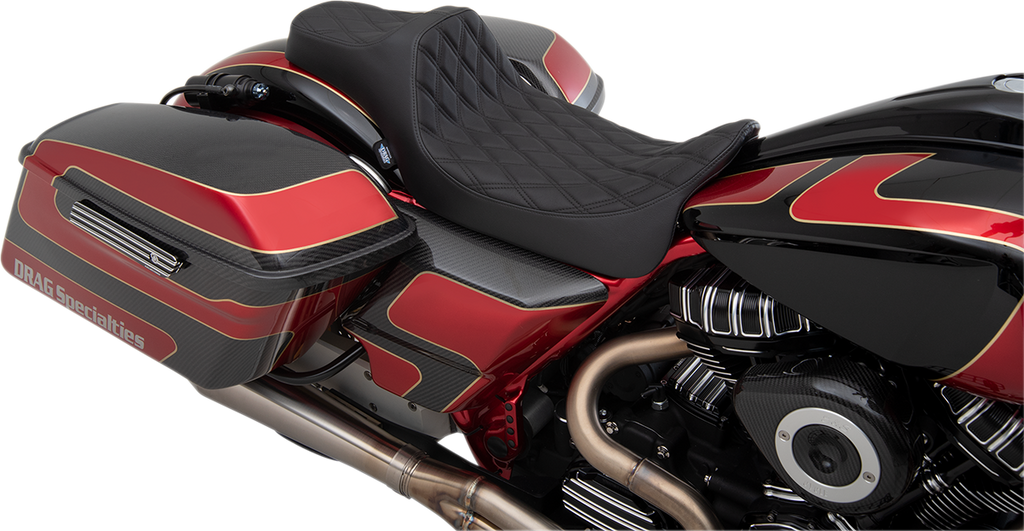 DRAG SPECIALTIES SEATS Predator III Seat - Extended - Double Diamond -Vinyl Extended Reach Predator III Seat - Team Dream Rides