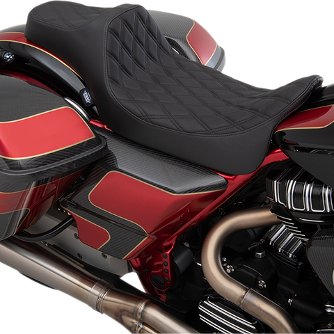 DRAG SPECIALTIES SEATS Predator III Seat - Extended - Double Diamond -Vinyl Extended Reach Predator III Seat - Team Dream Rides
