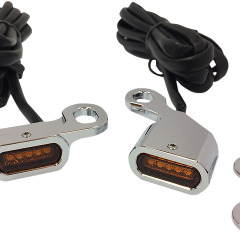 DRAG SPECIALTIES LED Handlebar Marker Lights - Chrome/Amber LED Handlebar Marker Lights - Team Dream Rides