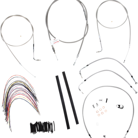 BURLY BRAND Complete Stainless Braided Handlebar Cable/Brake Line Kit For 16