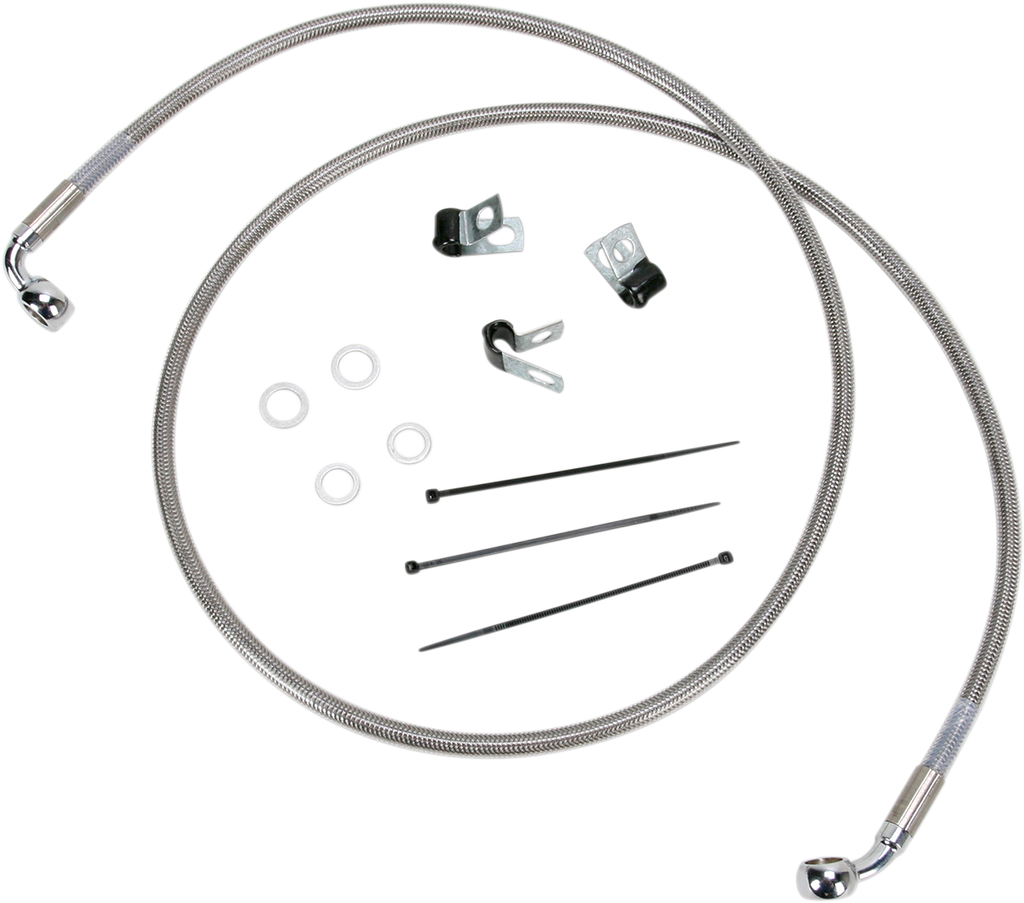 DRAG SPECIALTIES Brake Line - Front - 6" - Stainless Steel Extended Length Stainless Steel Brake Line Kit - Team Dream Rides