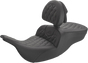SADDLEMEN Roadsofa* Lattice Stitched Seat - w/ Driver Backrest - Black 897-07-182BR - Team Dream Rides