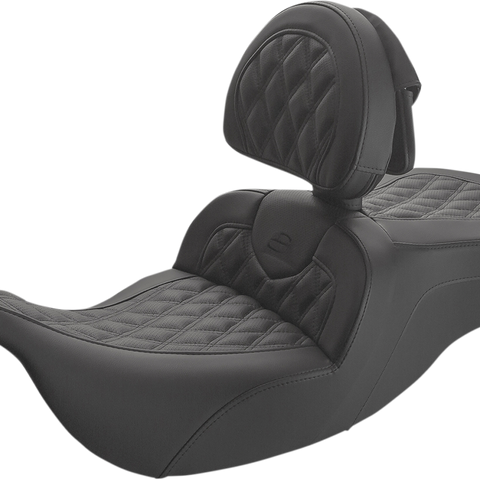 SADDLEMEN Roadsofa* Lattice Stitched Seat - w/ Driver Backrest - Black 897-07-182BR - Team Dream Rides