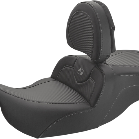 SADDLEMEN Roadsofa* Carbon Fiber Seat - With Driver Backrest - Black 897-07-185BR - Team Dream Rides