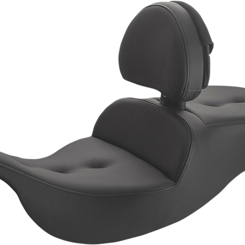 SADDLEMEN Roadsofa* Pillow Top Seat - With Backrest - Black 897-07-181BR - Team Dream Rides