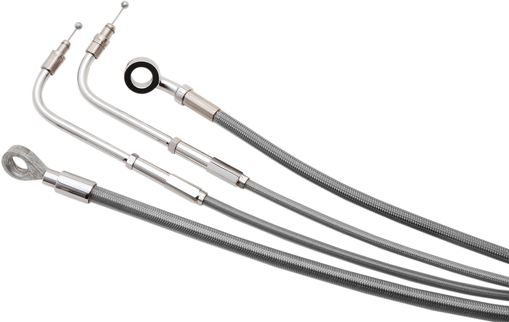 BURLY BRAND Complete Stainless Braided Handlebar Cable/Brake Line Kit For 14" Ape Hanger Handlebars Complete Stainless Braided Handlebar Cable/Brake Line Kit - Team Dream Rides