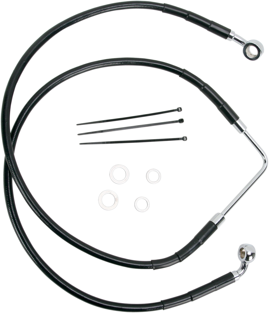 DRAG SPECIALTIES Brake Line - Front - FXDB '06-'07 - Black Stainless Steel Brake Line Kit - Team Dream Rides