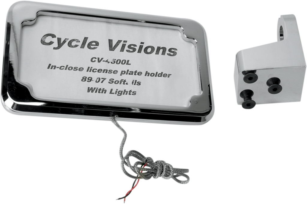 CYCLE VISIONS Vertical License Plate Mount with Light - '86-'07 ST - Chrome In-Close License Plate Holder - Team Dream Rides