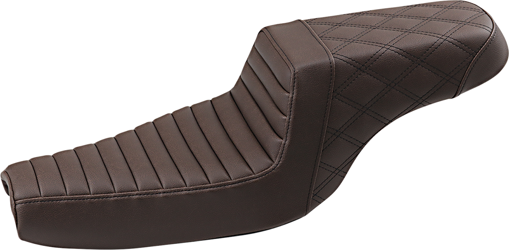 SADDLEMEN Step Up Seat - Tuck and Roll/Lattice Stitched - Brown Step Up Seat — Rear Lattice Stitch/Tuck and Roll - Team Dream Rides