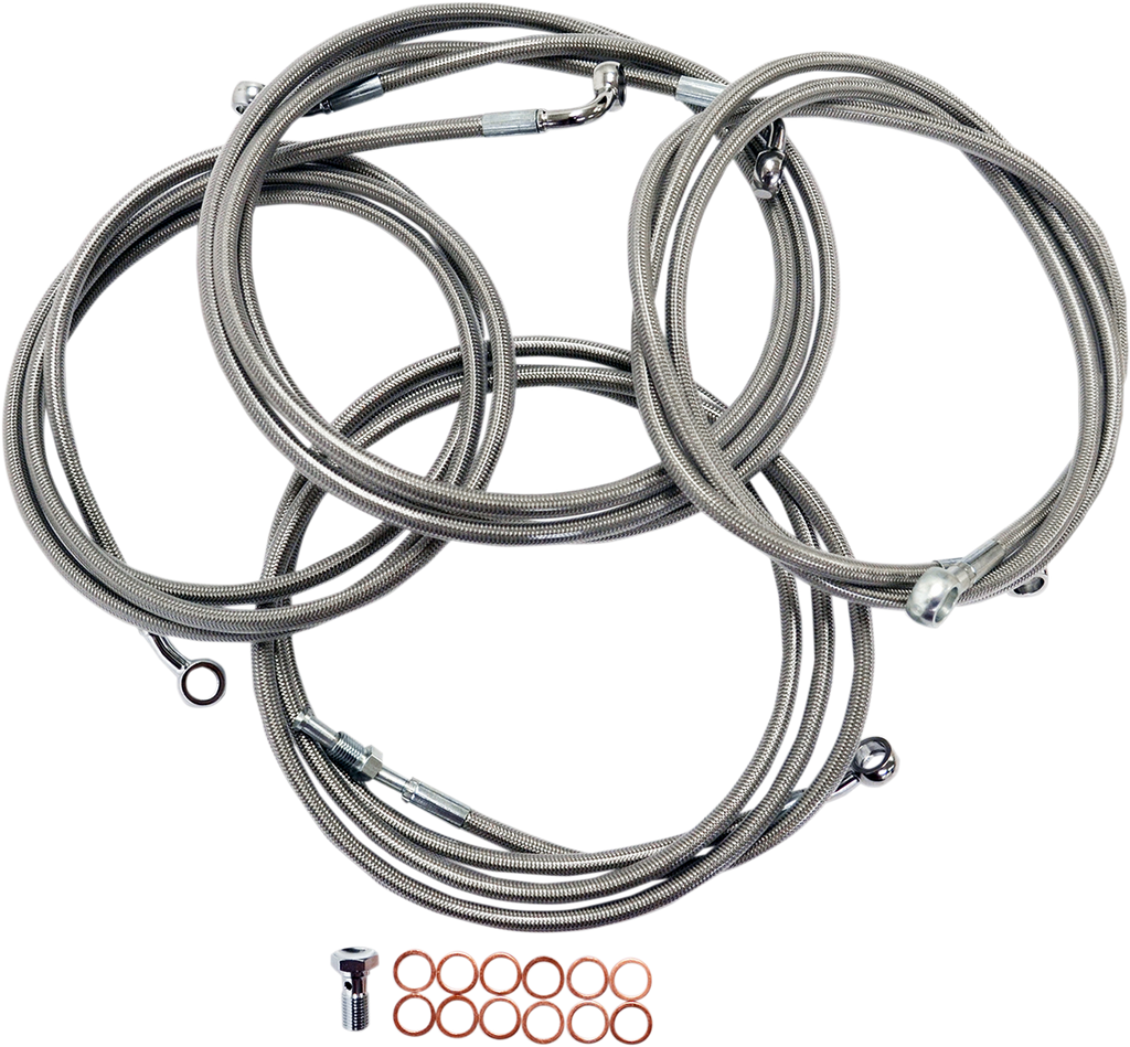 LA CHOPPERS Standard Stainless Braided Handlebar Cable/Brake Line Kit For 18" - 20" Ape Hanger Handlebars Standard Stainless Braided Handlebar Cable/Brake Line Kit - Team Dream Rides