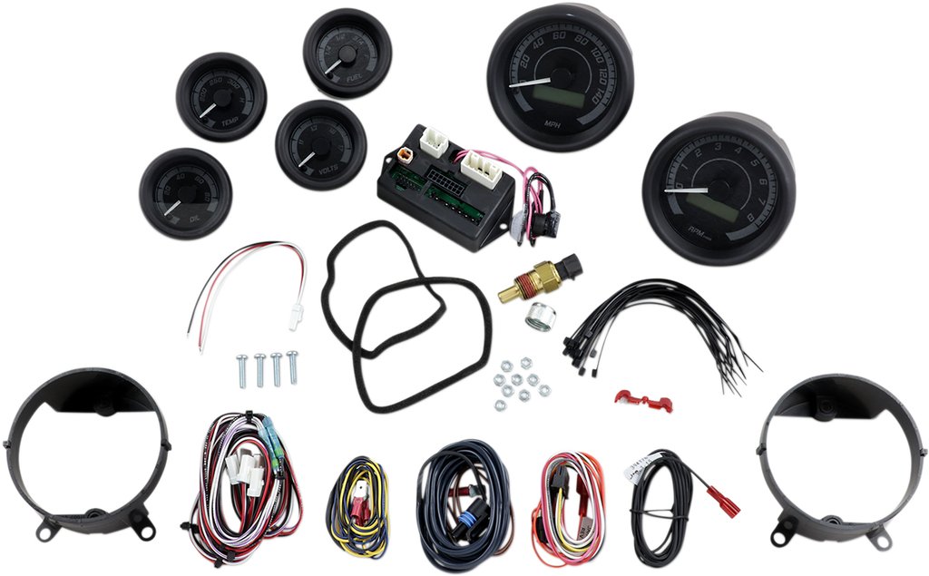 DAKOTA DIGITAL MVX-8K Series Analog/Digital 6-Gauge Kit - Black Bezel - Black Face with Gray Background MVX-8K Series Analog/Digital Gauge Kit — 8600KGK Model - Team Dream Rides