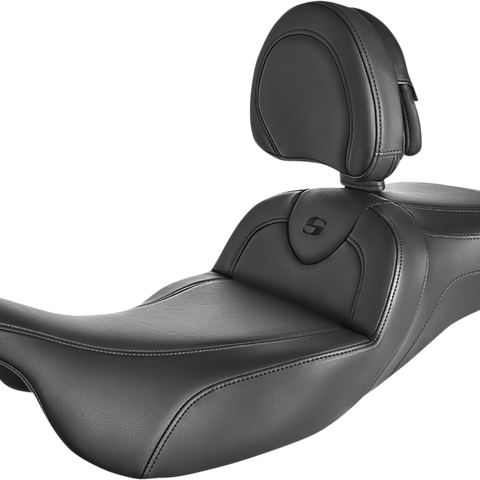 SADDLEMEN Roadsofa* Extended Reach Seat - Black/Black Stitching - w/ Backrest 808-07B-188BR - Team Dream Rides
