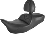 SADDLEMEN Roadsofa* Seat - with Backrest - Black/Black Stitching - FLH/FLT '08-'23 808-07B-187BR - Team Dream Rides