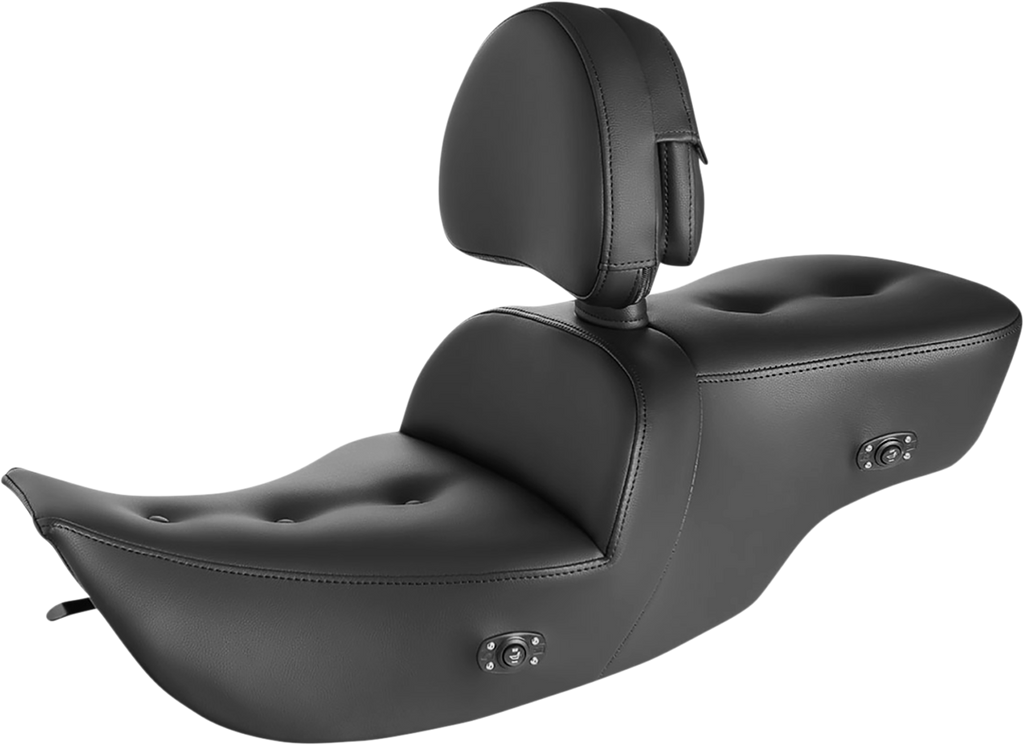 SADDLEMEN Roadsofa* Pillow Top Seat - With Backrest - Heater - Black 897-07-181BRHC - Team Dream Rides