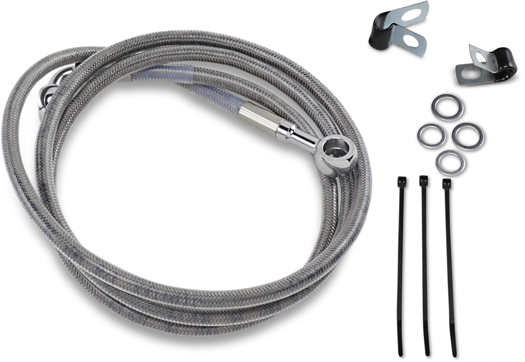 DRAG SPECIALTIES Brake Line - Front - +8" - Stainless Steel Extended Length Stainless Steel Brake Line Kit - Team Dream Rides