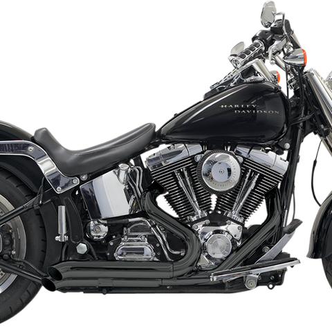 BASSANI XHAUST Pro Street Exhaust - Black - Turn Out - '86-'17 Softail Pro-Street Exhaust System - Team Dream Rides