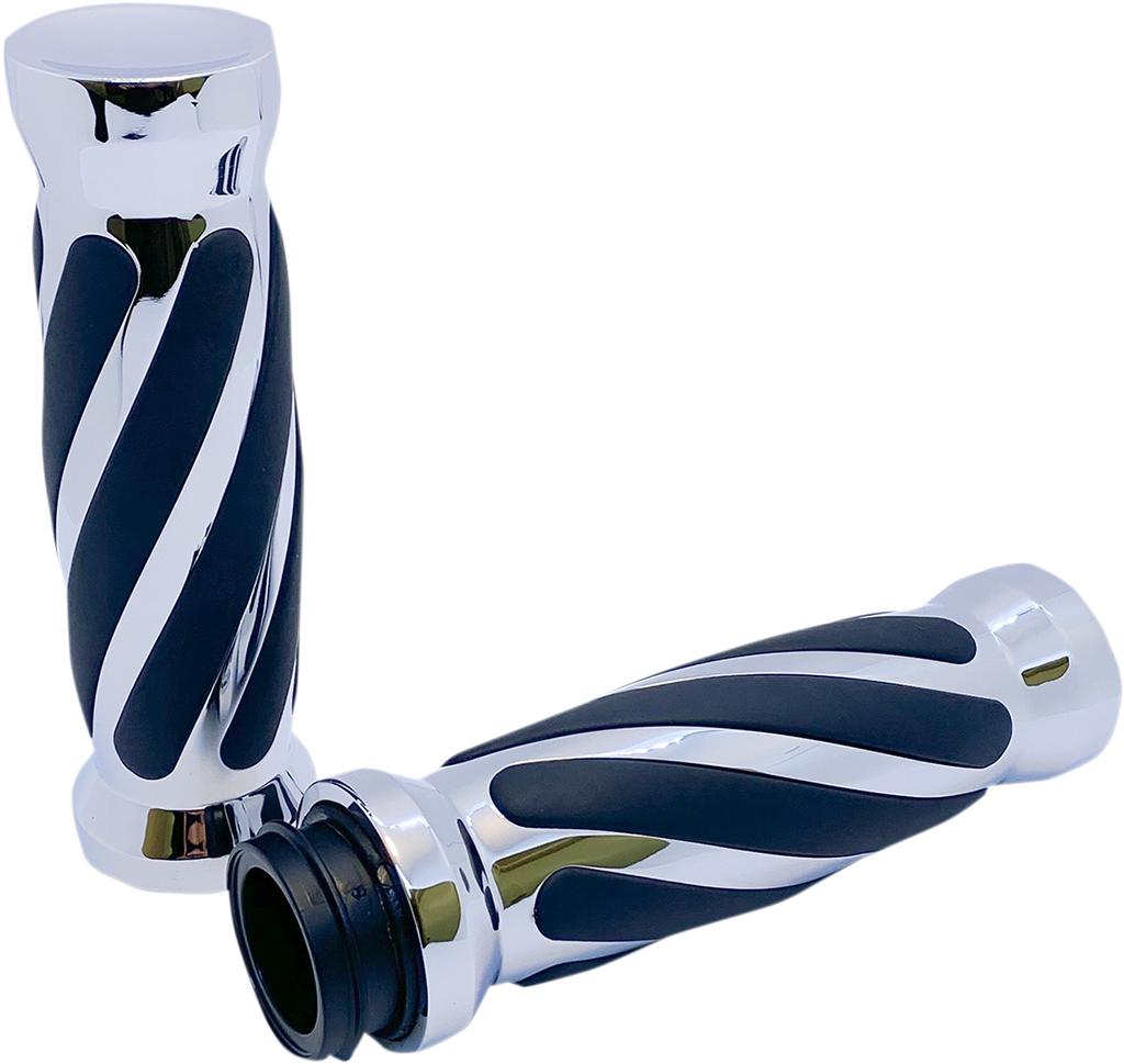 PRO-ONE PERF.MFG. Chrome Twisted Rubber Grips for TBW Custom Twisted Rubber Grips - Team Dream Rides