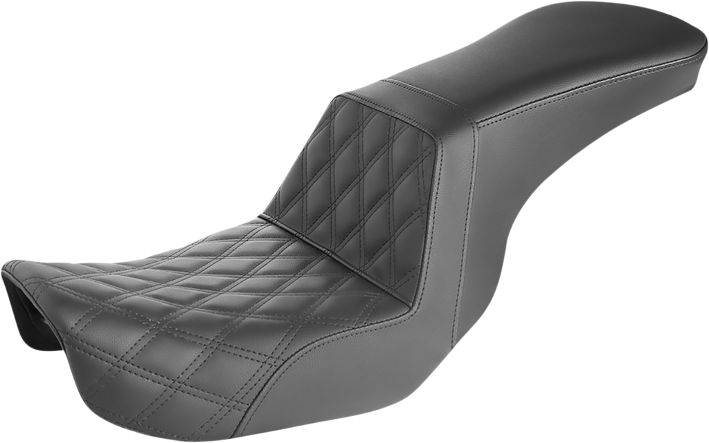 SADDLEMEN Step-Up Seat - Front Lattice Stitch - Black - Dyna 806-04-192 - Team Dream Rides