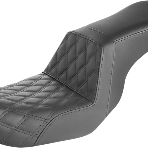 SADDLEMEN Step-Up Seat - Front Lattice Stitch - Black - Dyna 806-04-192 - Team Dream Rides