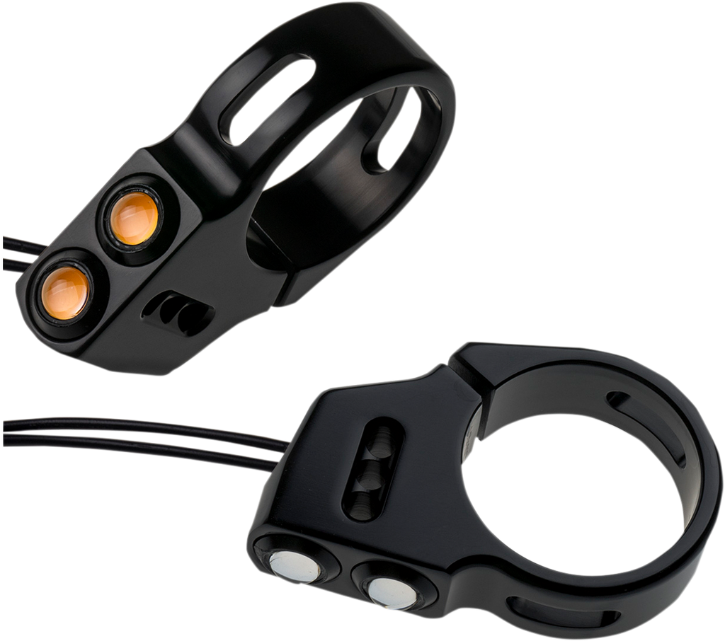 JOKER MACHINE Rat Eye LED Turn Signals - 49 mm - Black Rat Eye LED Fork Mount Turn Signals - Team Dream Rides