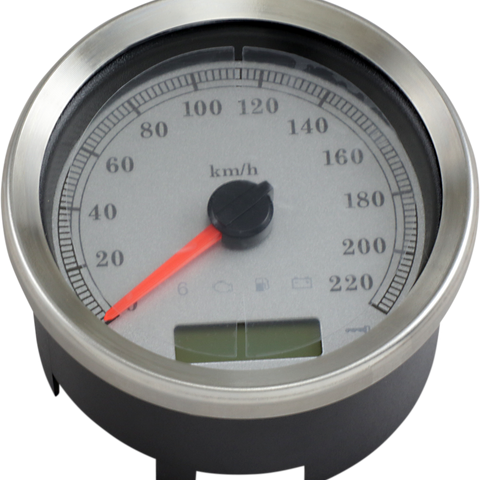 DRAG SPECIALTIES Programmable Speedometer - White Face - KM/H 4” Programmable Electronic Speedometer - Team Dream Rides