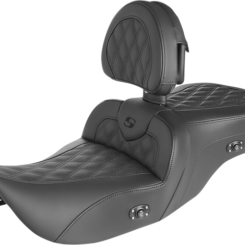 SADDLEMEN Roadsofa* Seat - without Backrest - Full Lattice Stitch - Heated - '99-07 FLH 897-06-182BRHC - Team Dream Rides