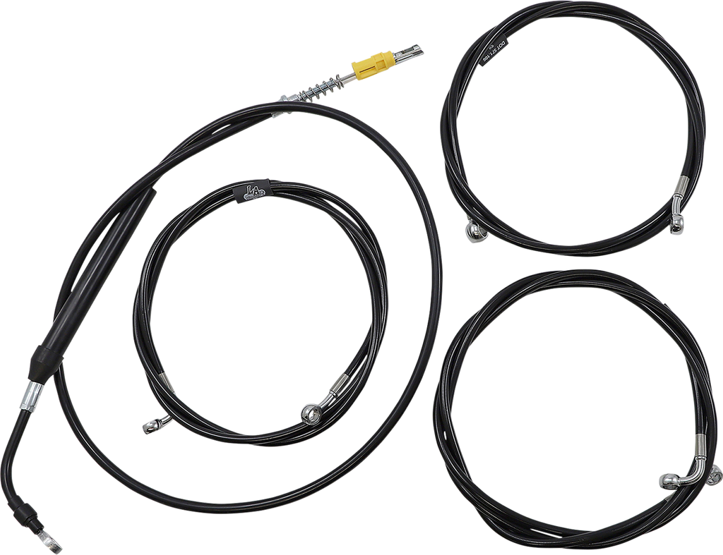 LA CHOPPERS Handlebar Cable/Brake Line Kit - 18" - 20" Ape Hanger Handlebars - Black Vinyl LA-8058KT-19B - Team Dream Rides