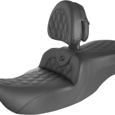 SADDLEMEN Roadsofa* Seat - Full Lattice Stitch - with Backrest - FLH '97-'07 897-06-182BR - Team Dream Rides