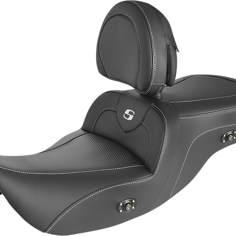 SADDLEMEN Heated Roadsofa* Seat - Carbon Fiber - W/Backrest 897-06-185BRHC - Team Dream Rides
