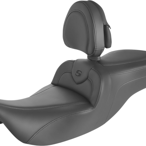 SADDLEMEN RoadSofa* Seat - With Backrest - Black W/Black Stitching 897-06-187BR - Team Dream Rides