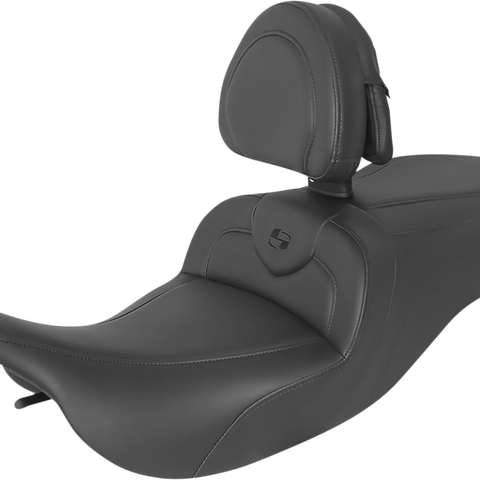 SADDLEMEN RoadSofa* Seat - With Backrest - Black W/Black Stitching 897-07-187BR - Team Dream Rides
