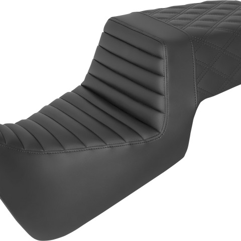 SADDLEMEN Step-Up Seat - Front Tuck-n-Roll/Rear Lattice Stitch - Black 821-34-176 - Team Dream Rides